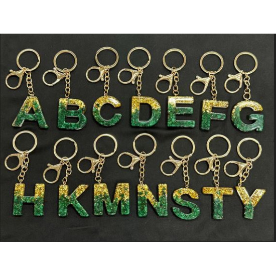 epoksi yeşil sarı taşlı anahtarlık